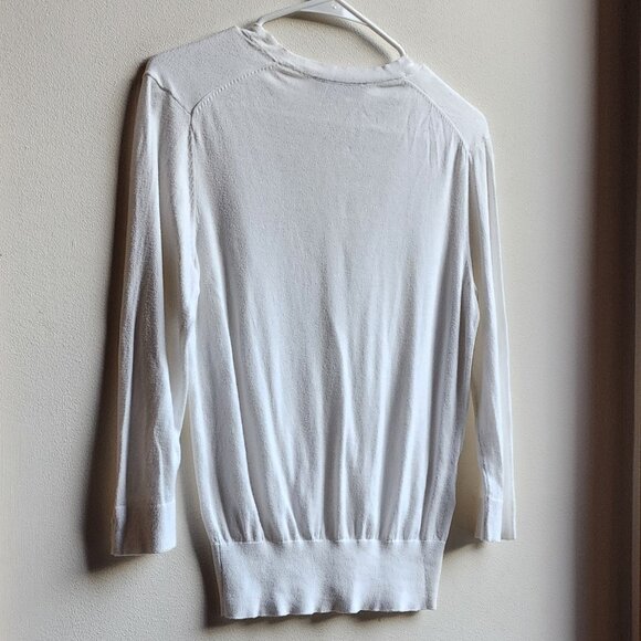 LOFT White Deep V-Neck Lightweight Sweater Size Small - Picture 12 of 14